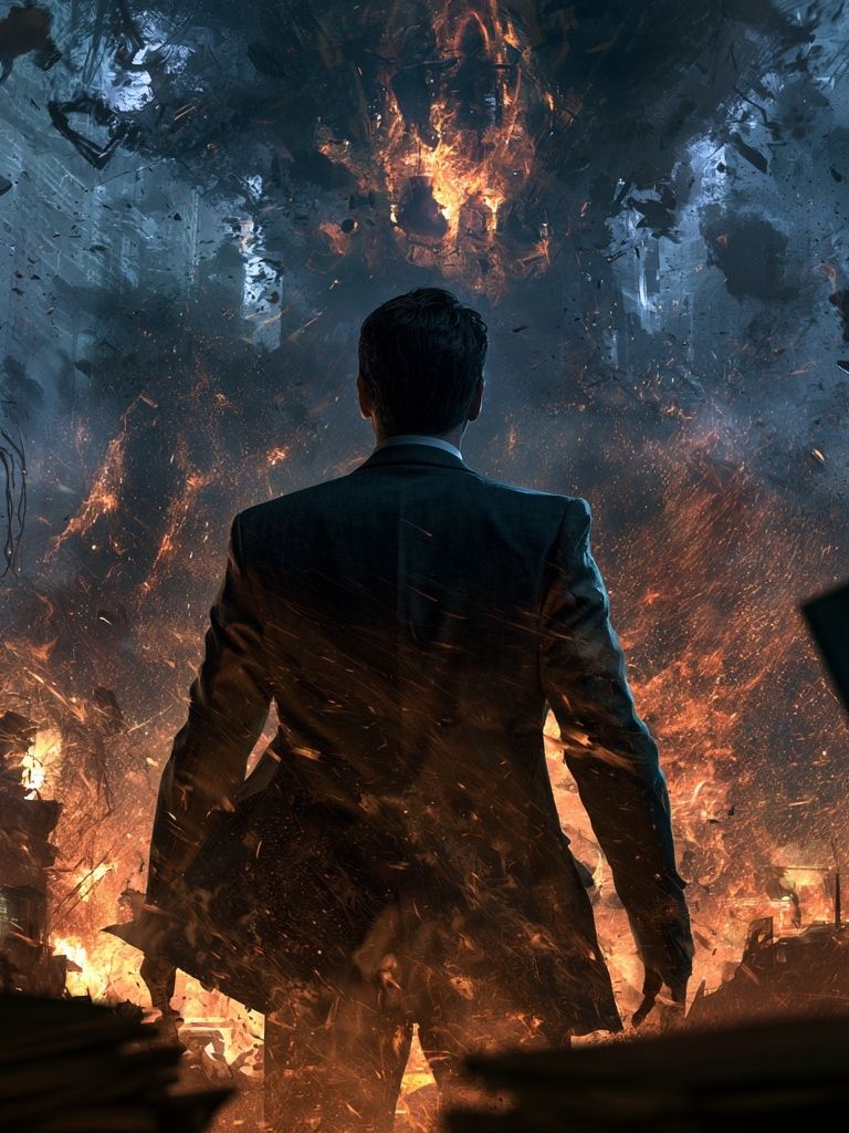 Apocalyptic Man Silhouette Sci-Fi Poster. poster — movies art