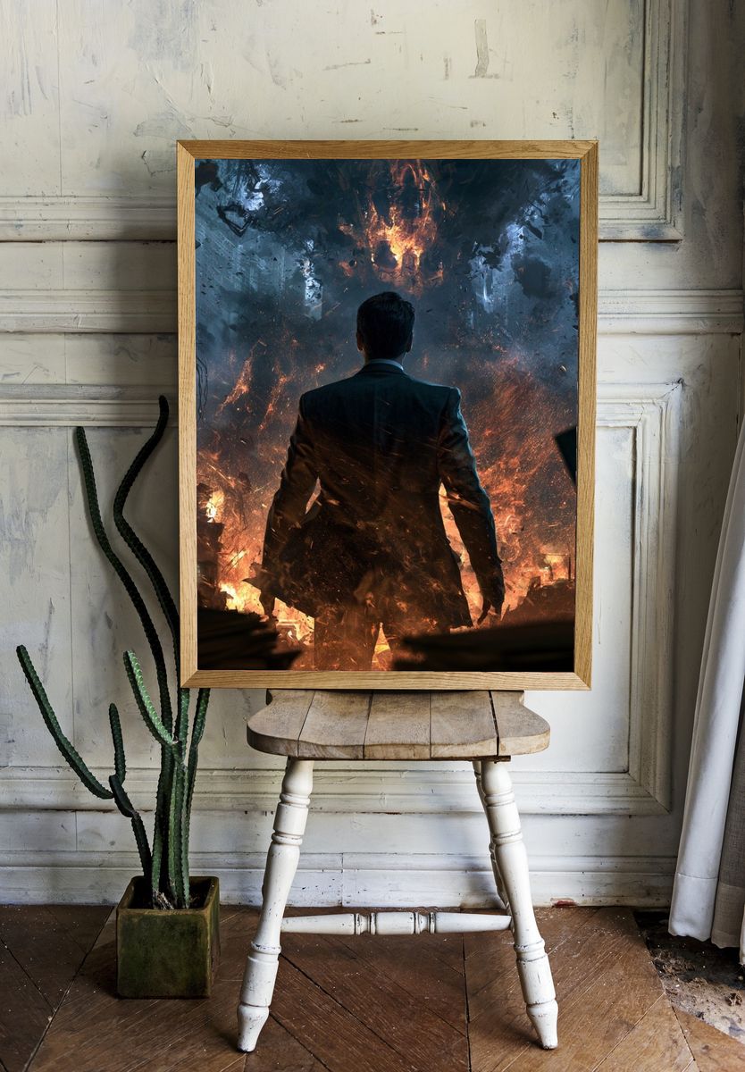Apocalyptic Man Silhouette Sci-Fi Poster. — room view 1