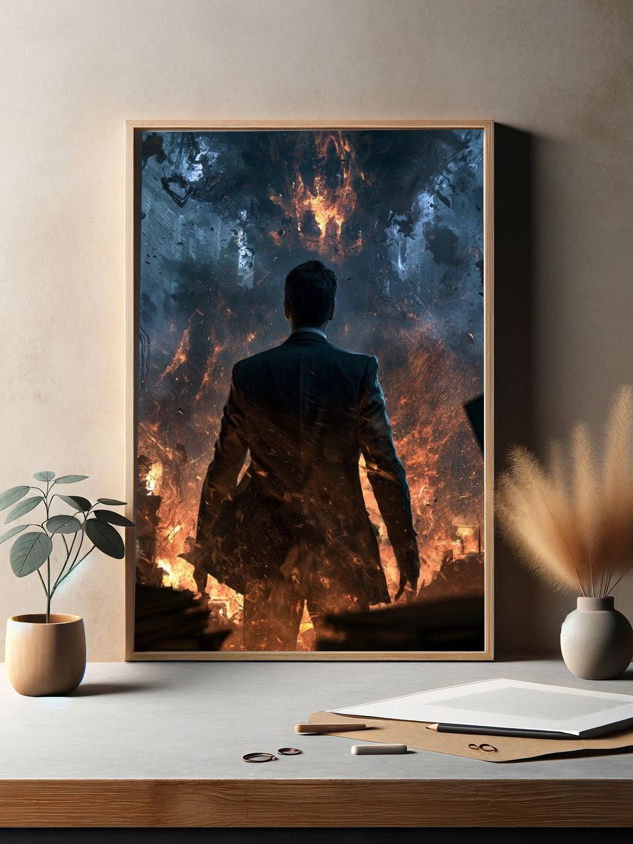 Apocalyptic Man Silhouette Sci-Fi Poster. — room view 2