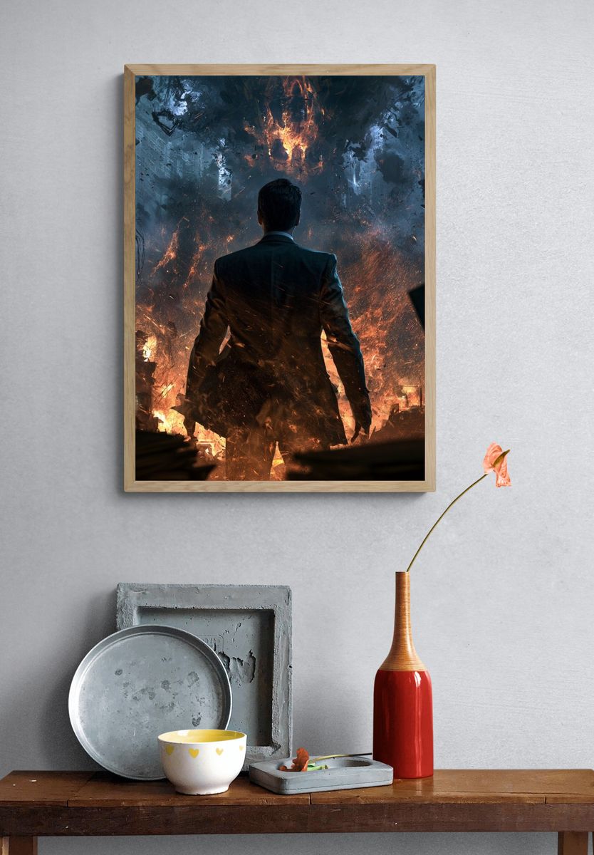 Apocalyptic Man Silhouette Sci-Fi Poster. — room view 3