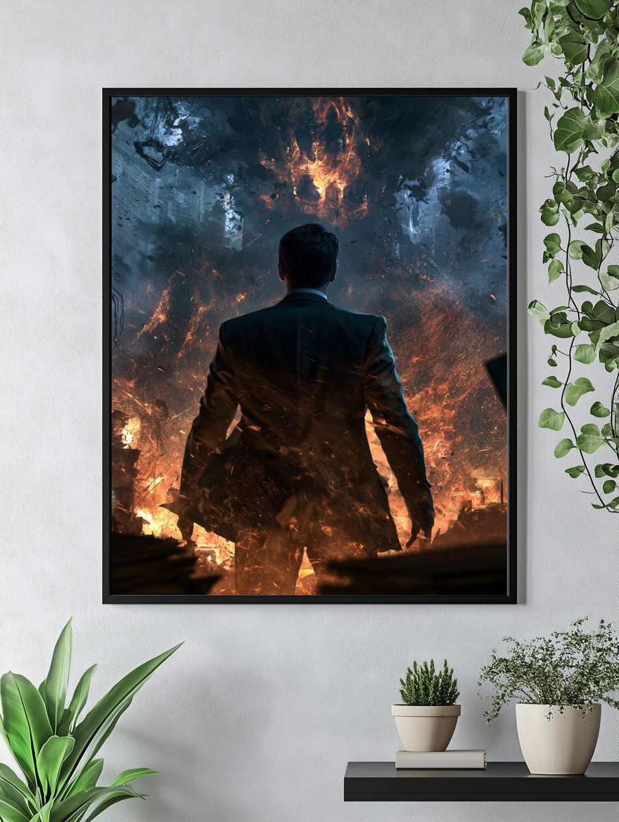 Apocalyptic Man Silhouette Sci-Fi Poster. — room view 4