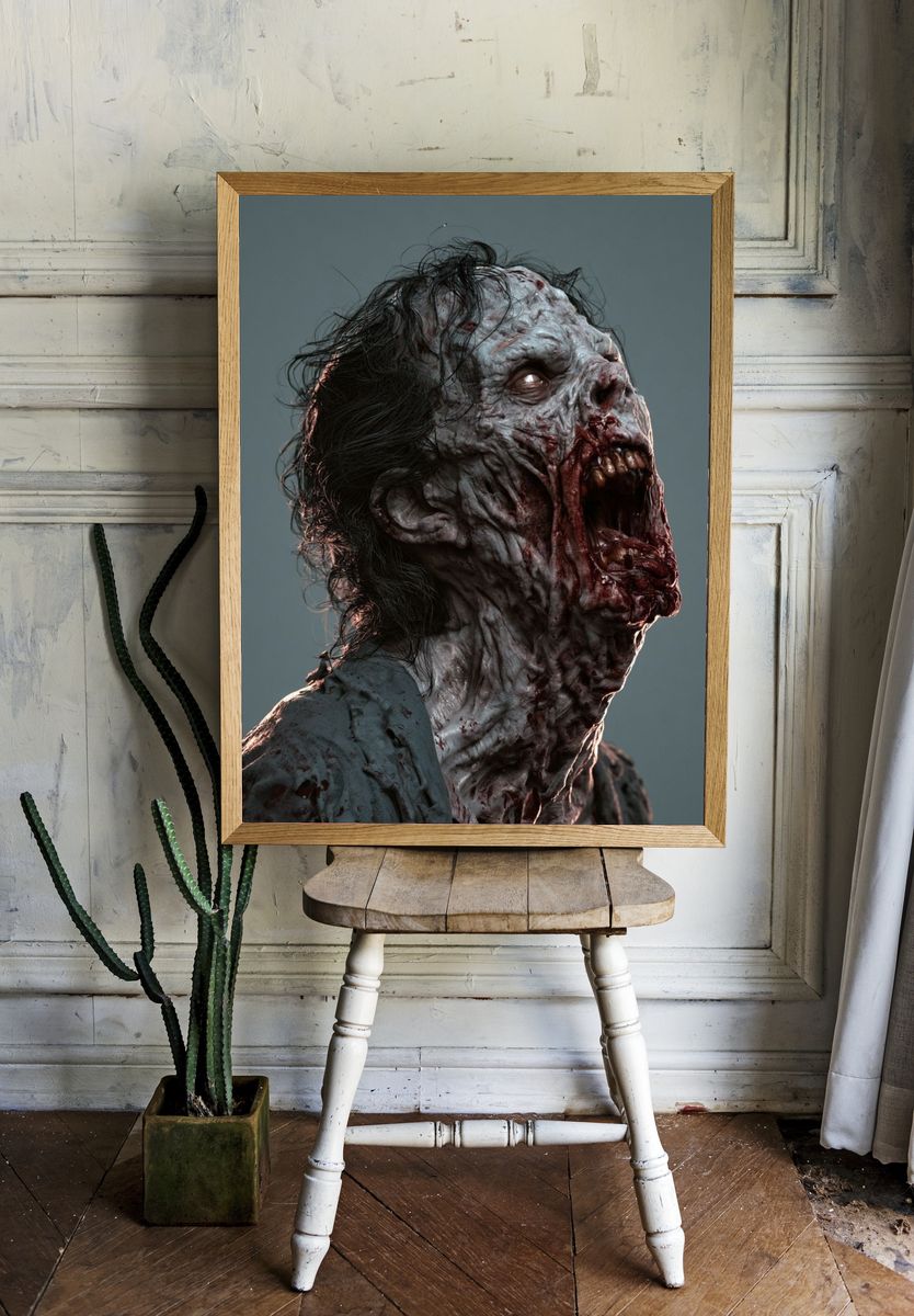 Zombie Horror Portrait Poster. — room view 1