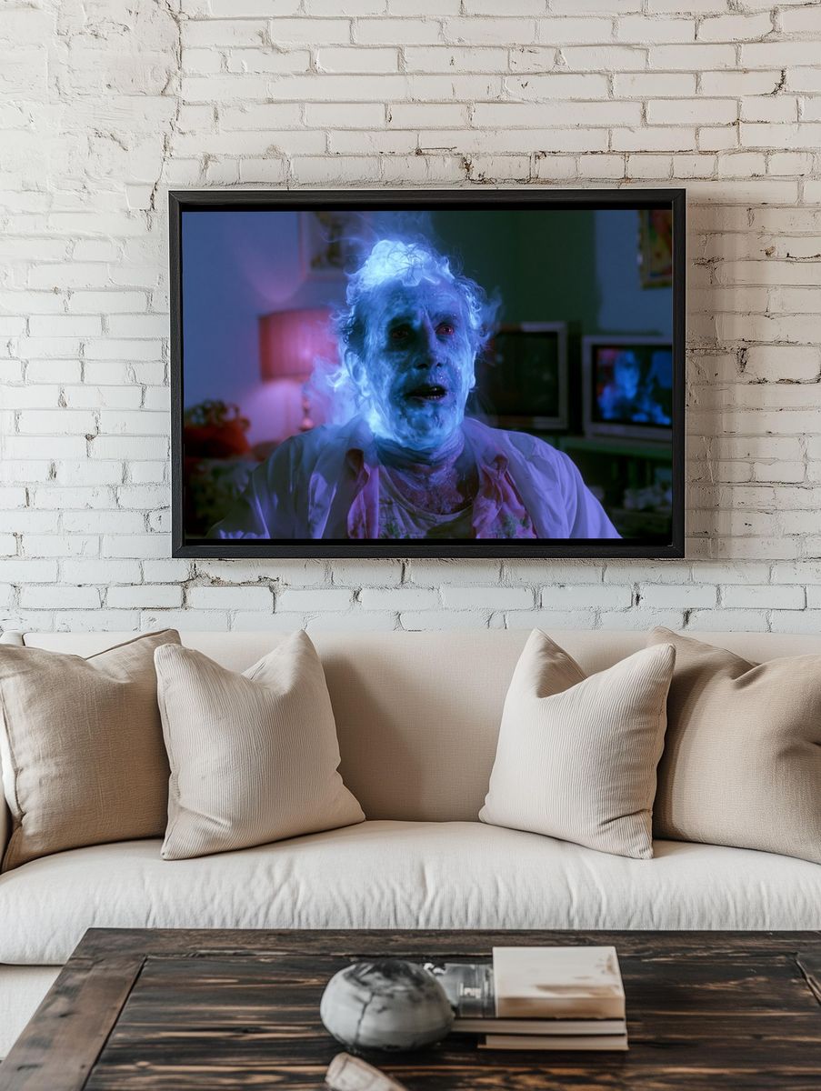 Ghostly Blue Portrait Horror Print. — room view 1