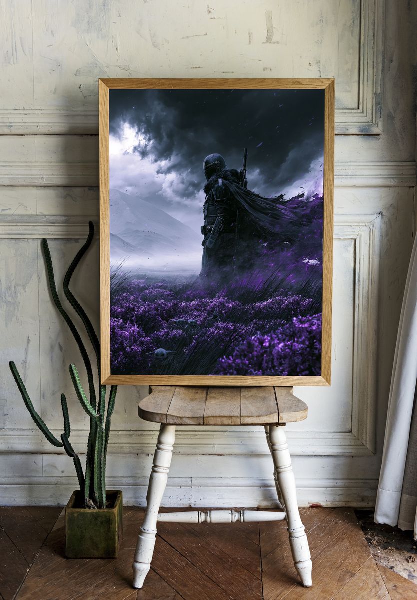 Mandalorian in Purple Fields Poster. — room view 1