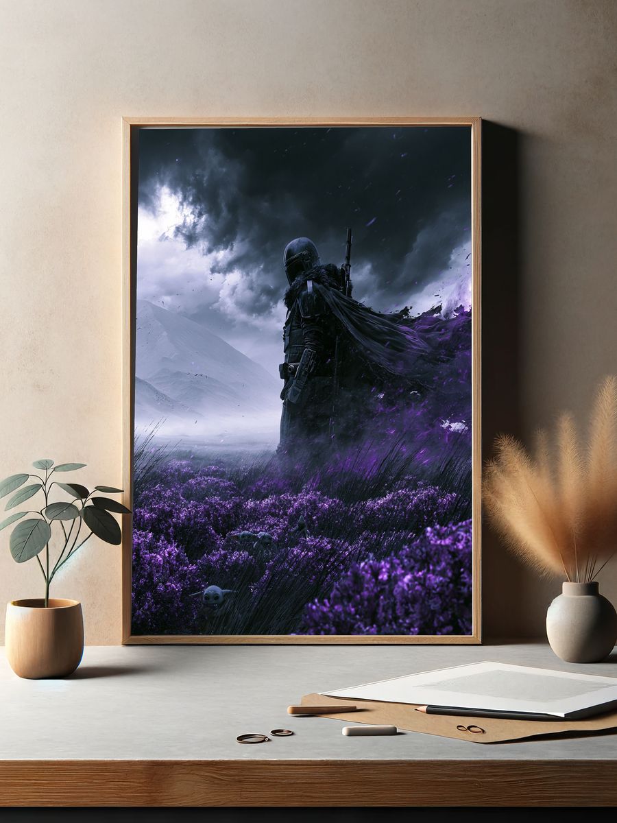 Mandalorian in Purple Fields Poster. — room view 2