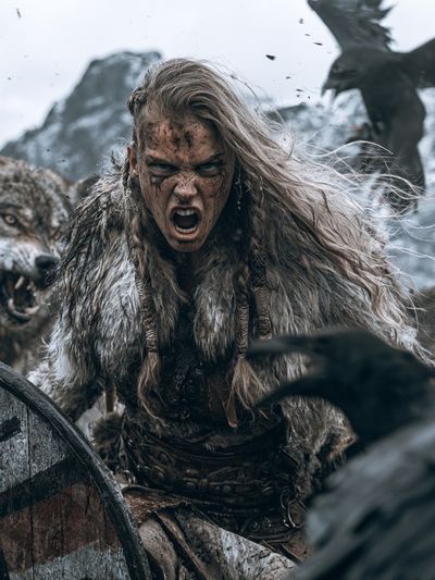 Viking Warrior Battle Scene Poster. poster