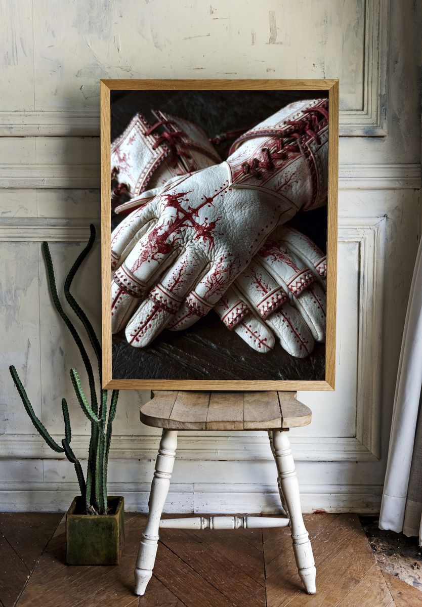 Bloody Gloves Horror Print. — room view 1