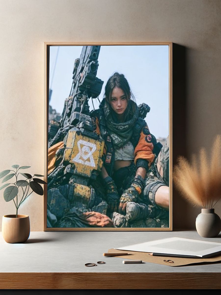 Post-Apocalyptic Warrior Portrait Poster. — room view 2