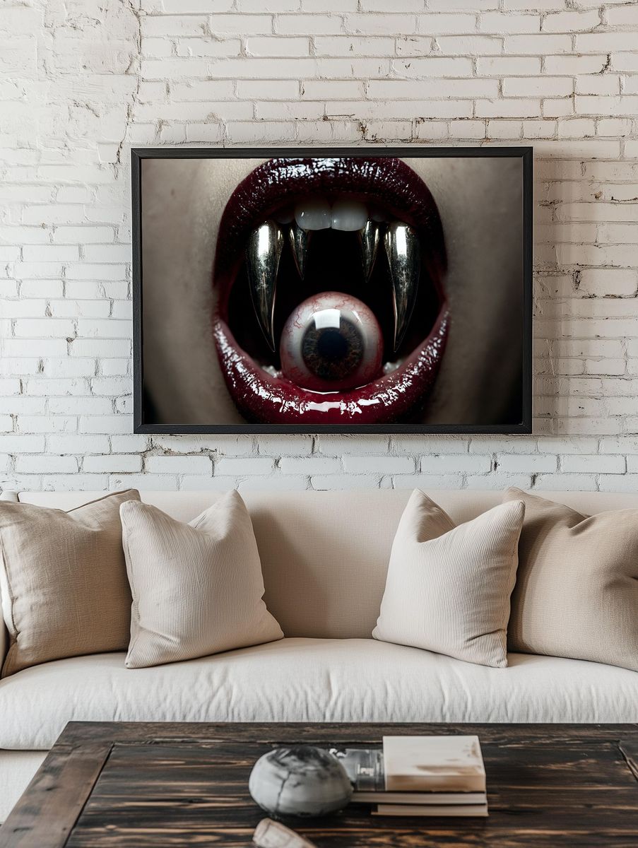 Vampire Mouth Horror Print. room preview