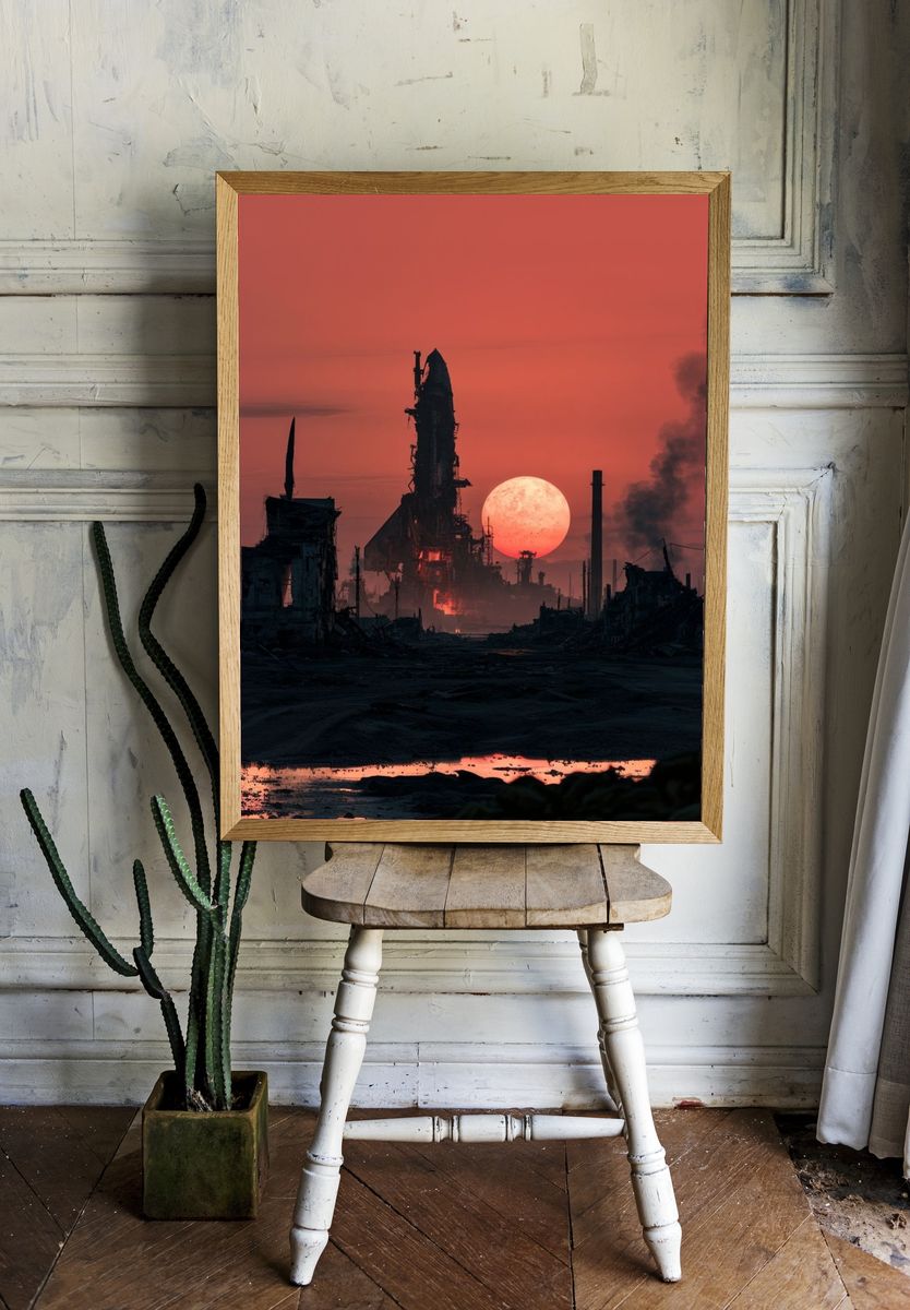 Dystopian Rocket Launch Poster. room preview