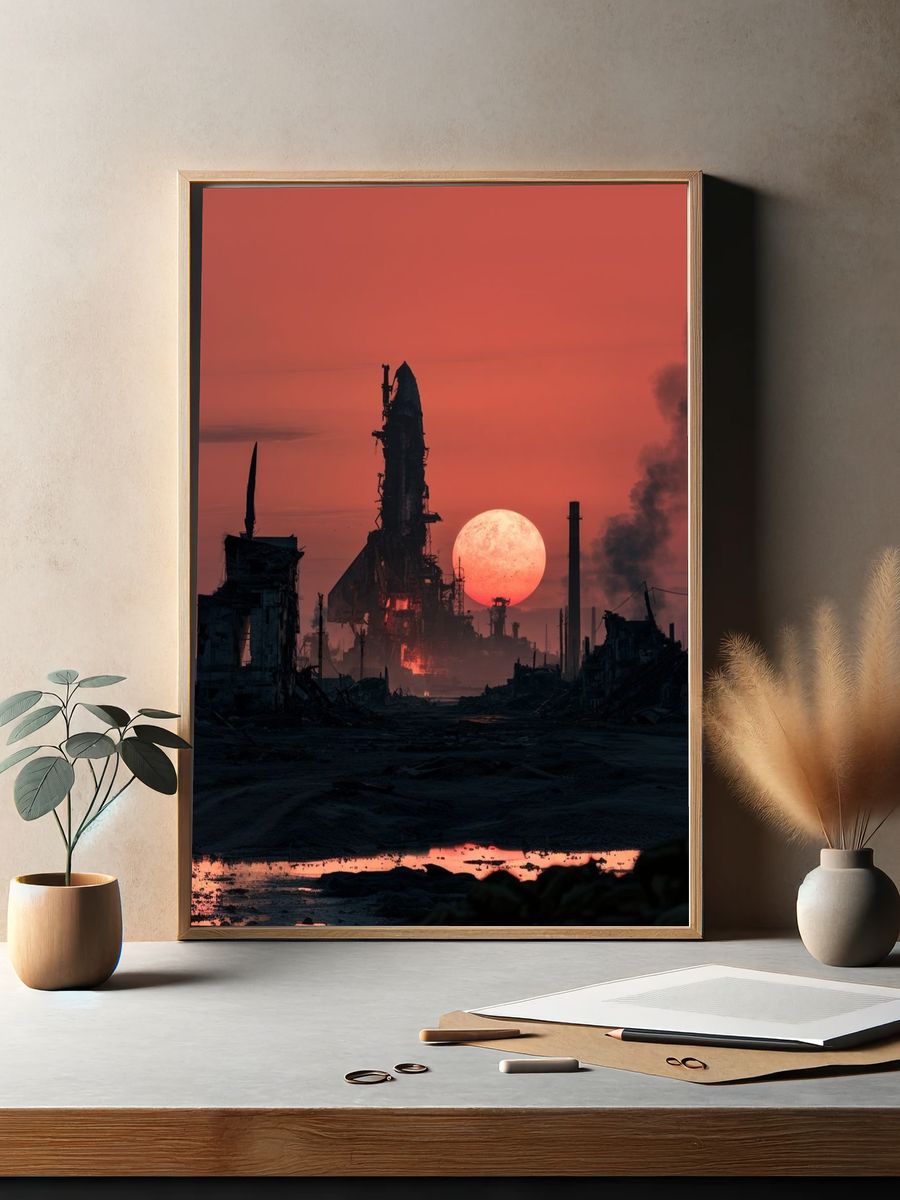 Dystopian Rocket Launch Poster. — room view 2