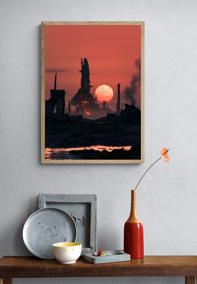 Dystopian Rocket Launch Poster. — room view 3