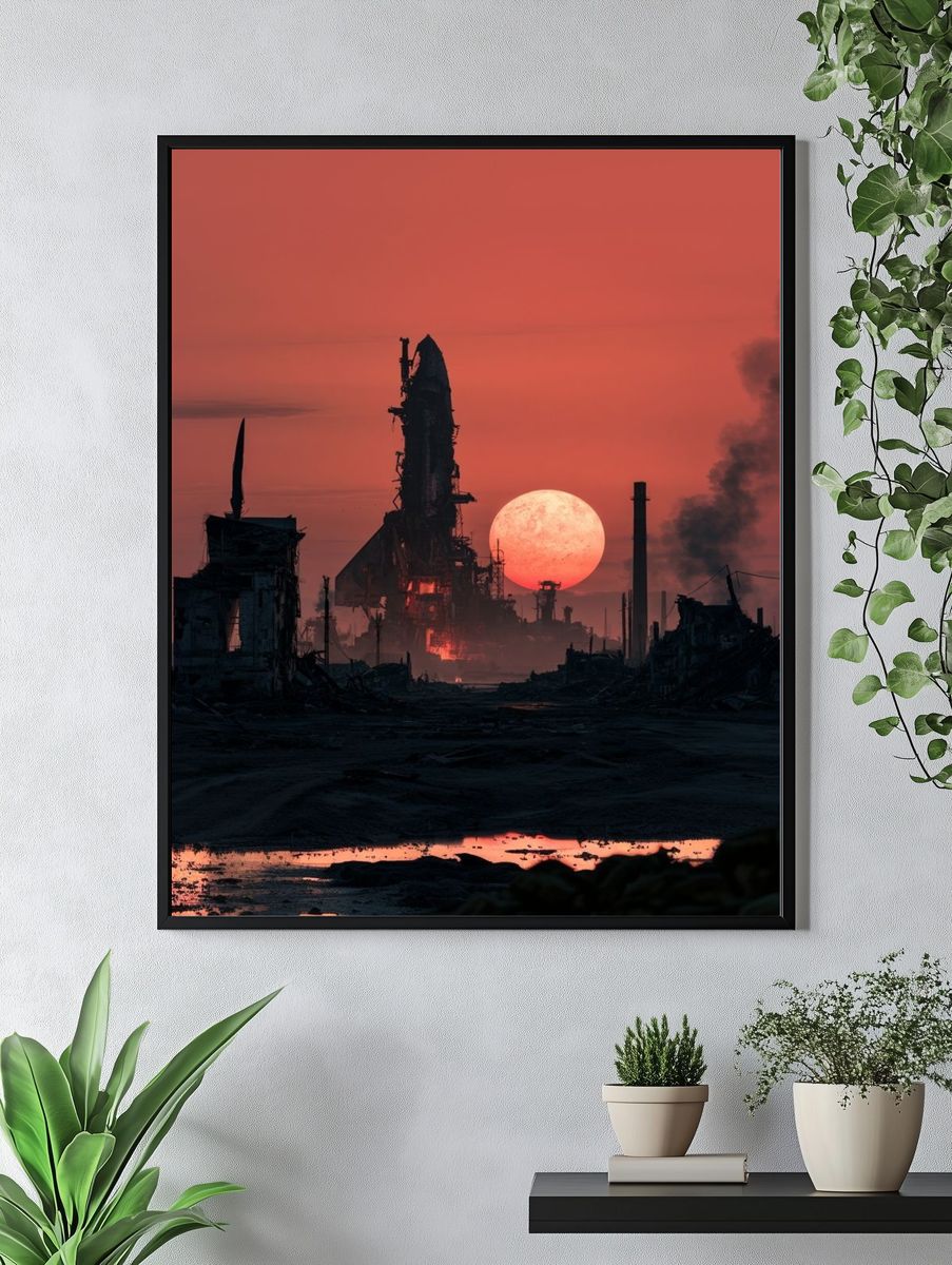 Dystopian Rocket Launch Poster. — room view 4