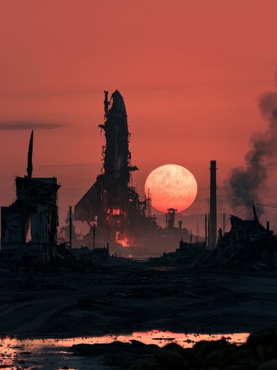 Dystopian Rocket Launch Poster.