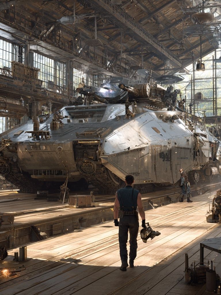 Sci-Fi Hangar Workshop Poster. poster — movies art