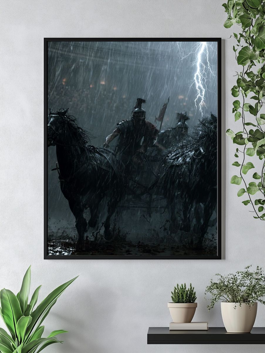 Stormy Roman Chariot Battle Print. — room view 4