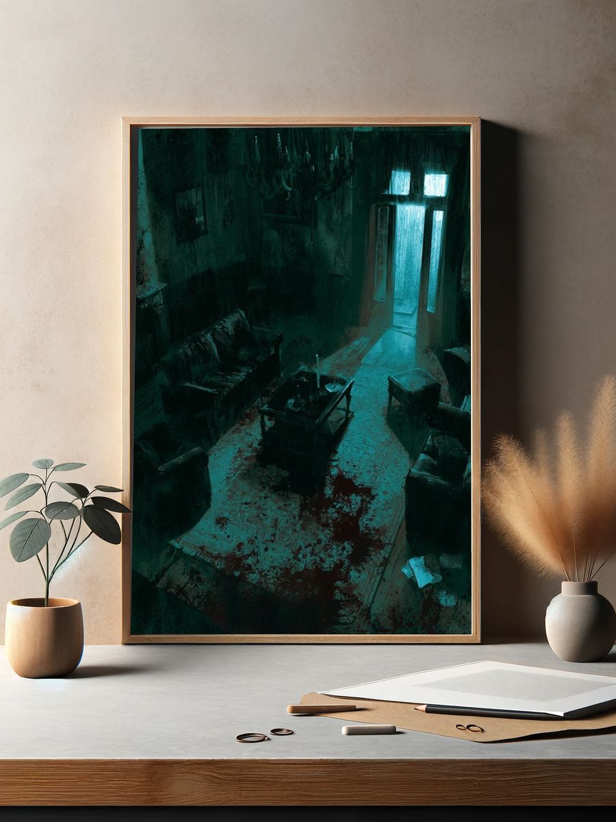 Haunted Living Room Horror Print. — room view 2