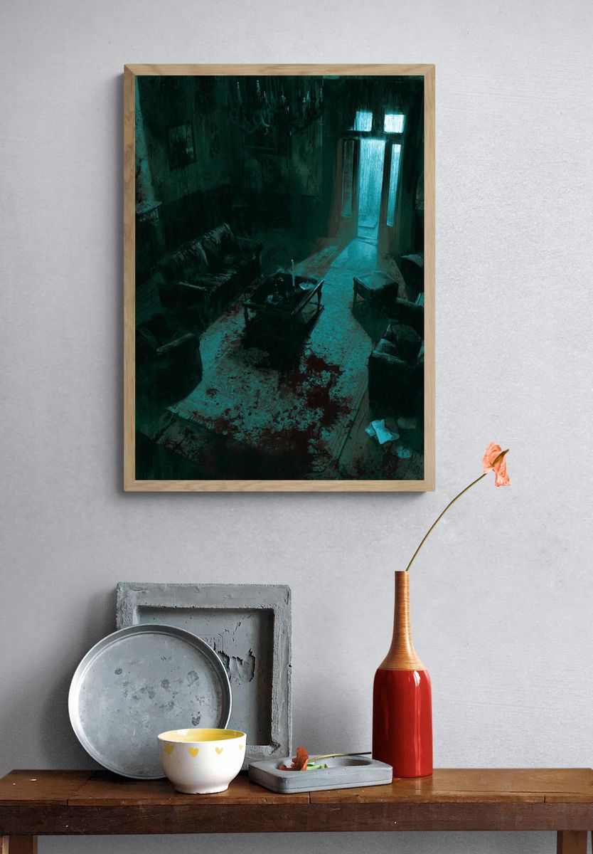 Haunted Living Room Horror Print. — room view 3