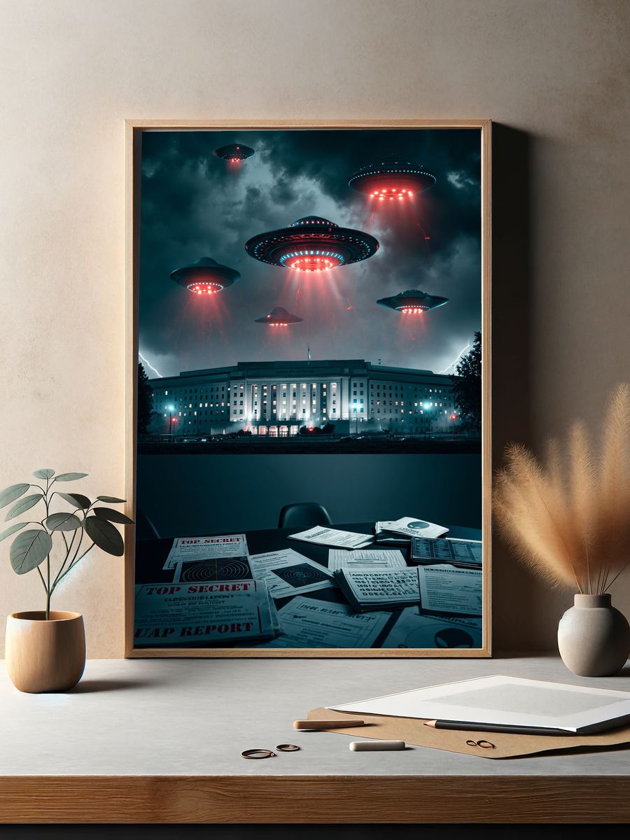 UFO Invasion Over Pentagon Poster. — room view 2