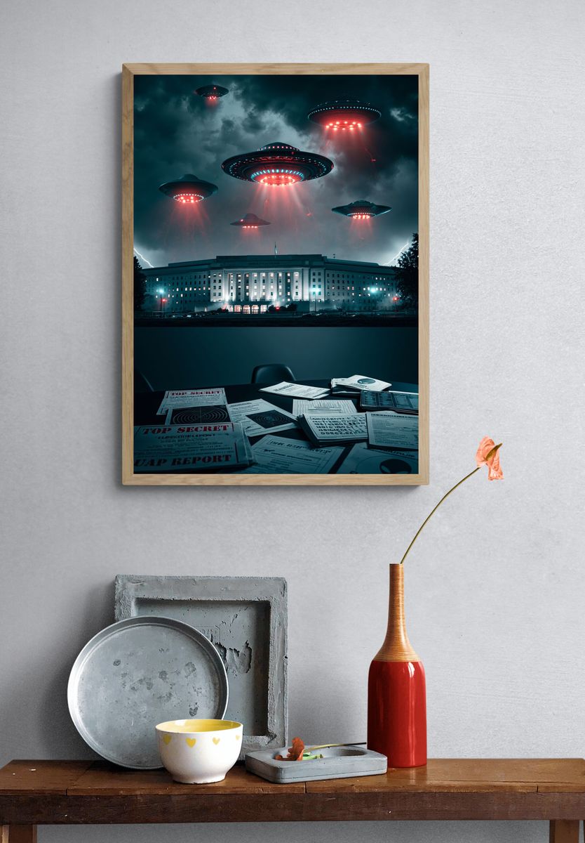 UFO Invasion Over Pentagon Poster. — room view 3