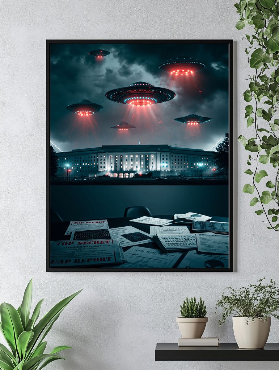 UFO Invasion Over Pentagon Poster. — room view 4