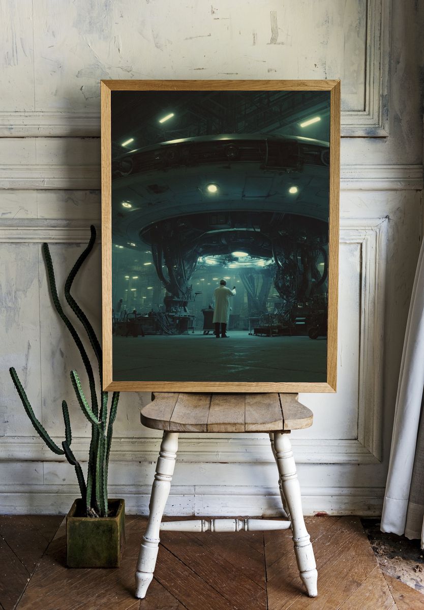 Alien Hangar Scene Sci-Fi Print. — room view 1