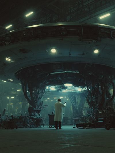 Alien Hangar Scene Sci-Fi Print.