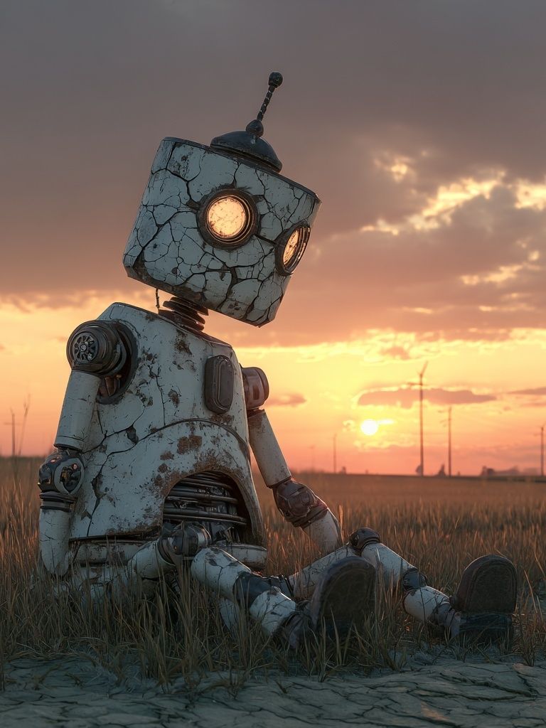 Rusty Robot at Sunset Poster. poster detail
