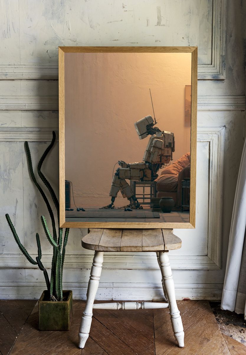 Lonely Robot Interior Scene Print. — room view 1