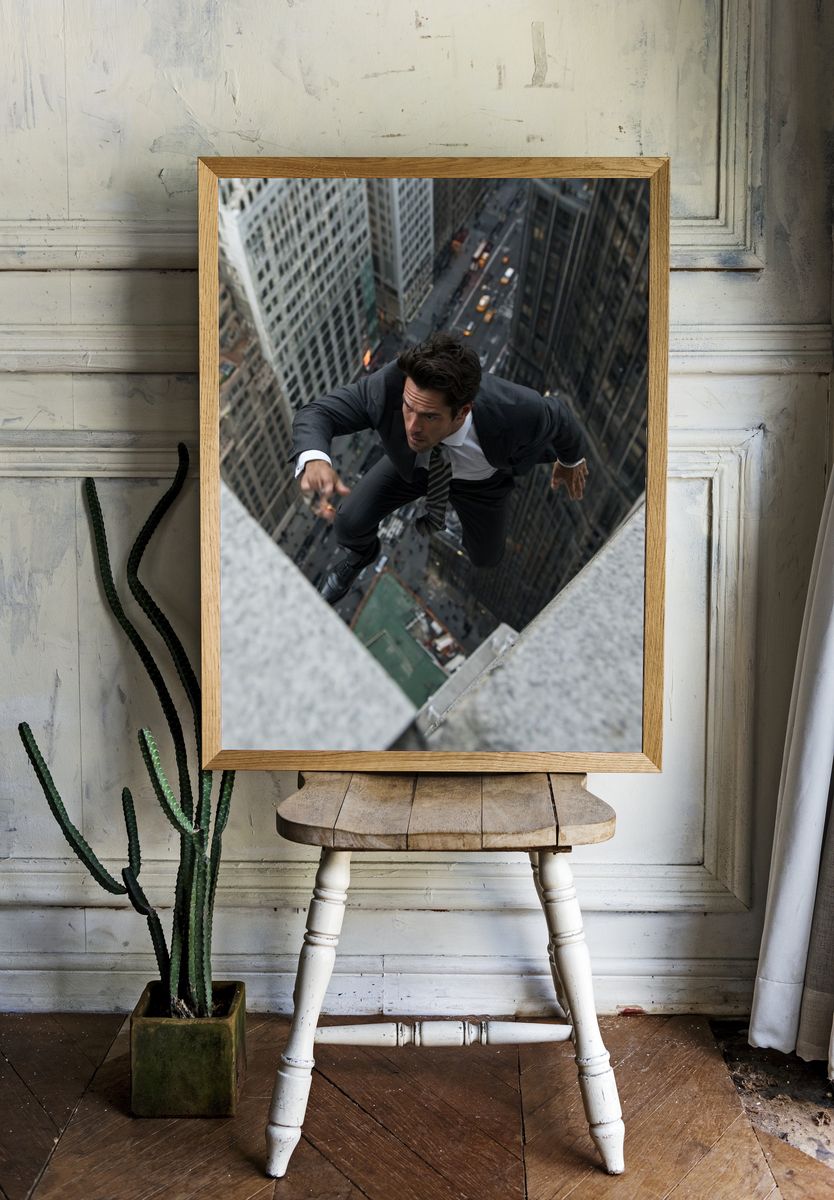 Man Scaling Skyscraper Action Poster. — room view 1