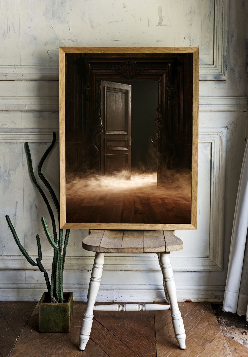 Haunted Doorway Horror Print. room preview
