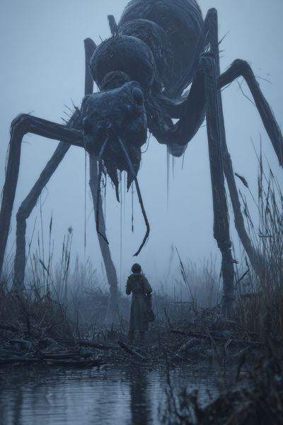 Giant Spider Encounter Horror Print. poster