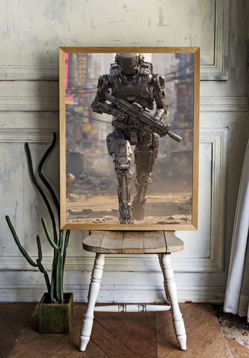 Armored Sci-Fi Soldier Poster. — room view 1