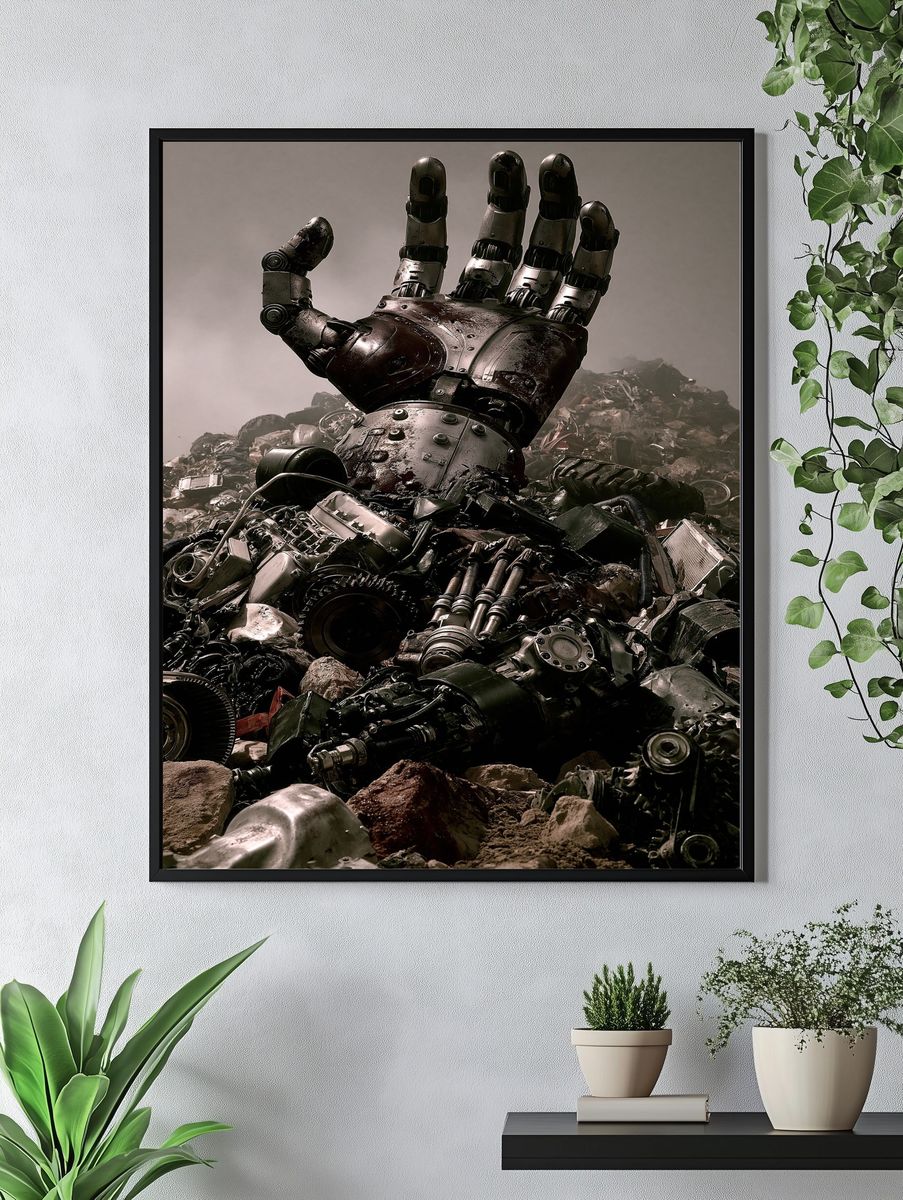 Robot Hand in Scrap Heap Poster. — room view 4