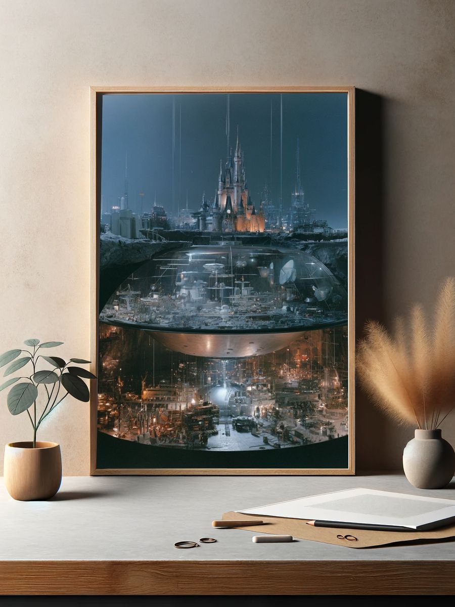 Futuristic Underground Cityscape Print. — room view 2
