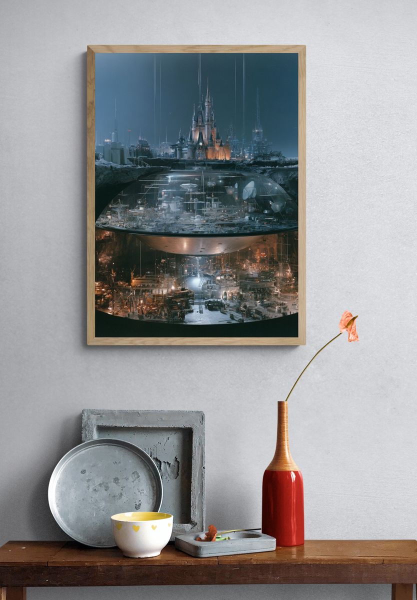 Futuristic Underground Cityscape Print. — room view 3