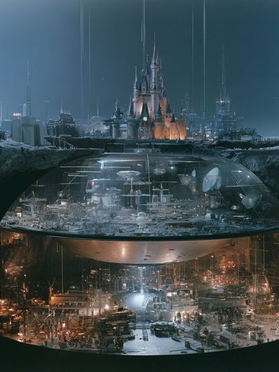 Futuristic Underground Cityscape Print. poster