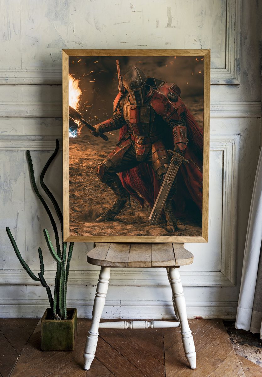 Sci-Fi Armored Warrior Action Poster. — room view 1
