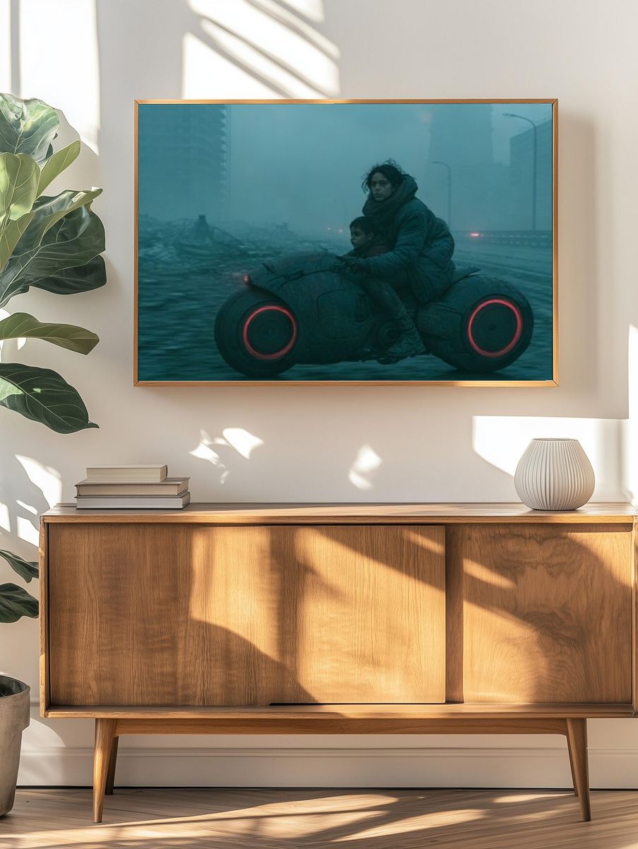 Futuristic Motorcycle Ride Poster. — room view 3
