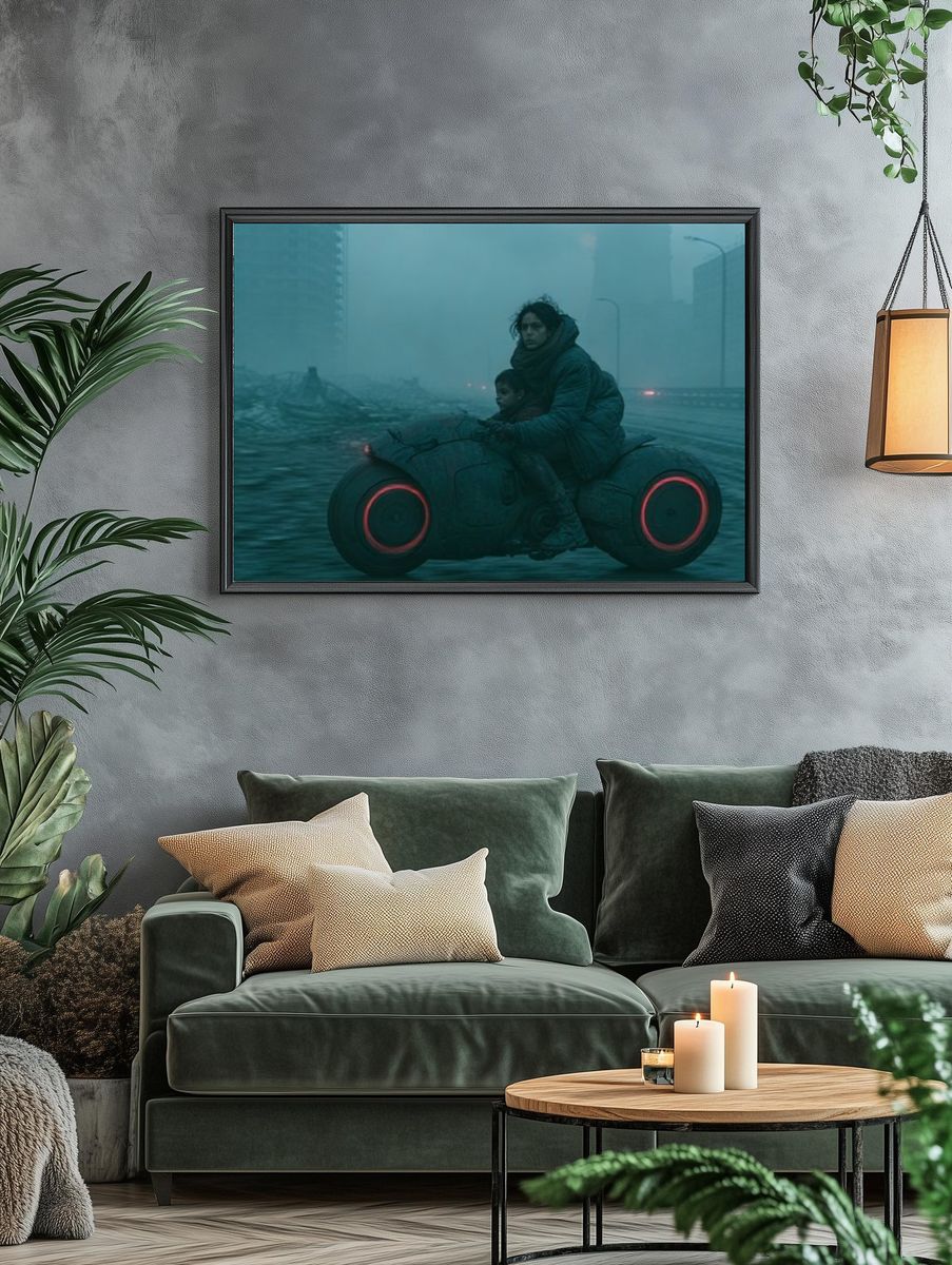 Futuristic Motorcycle Ride Poster. — room view 4