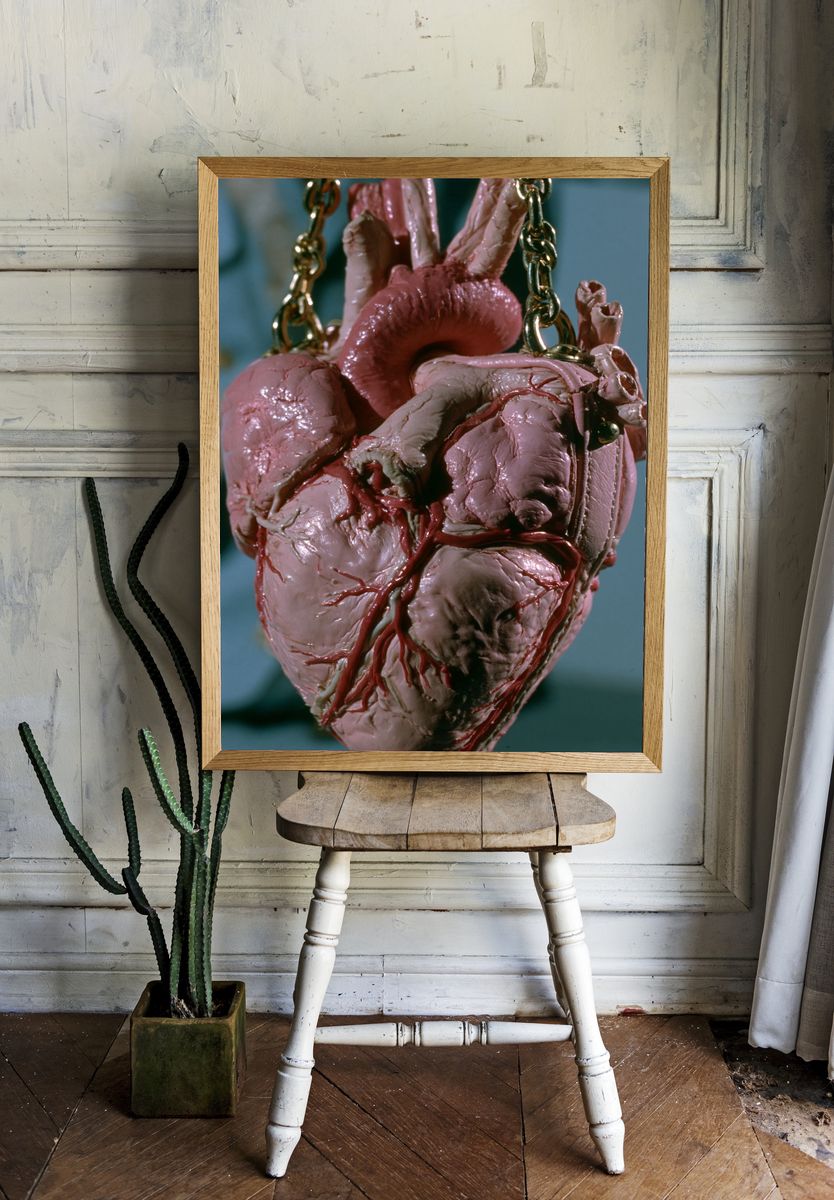 Suspended Anatomical Heart Horror Print. — room view 1