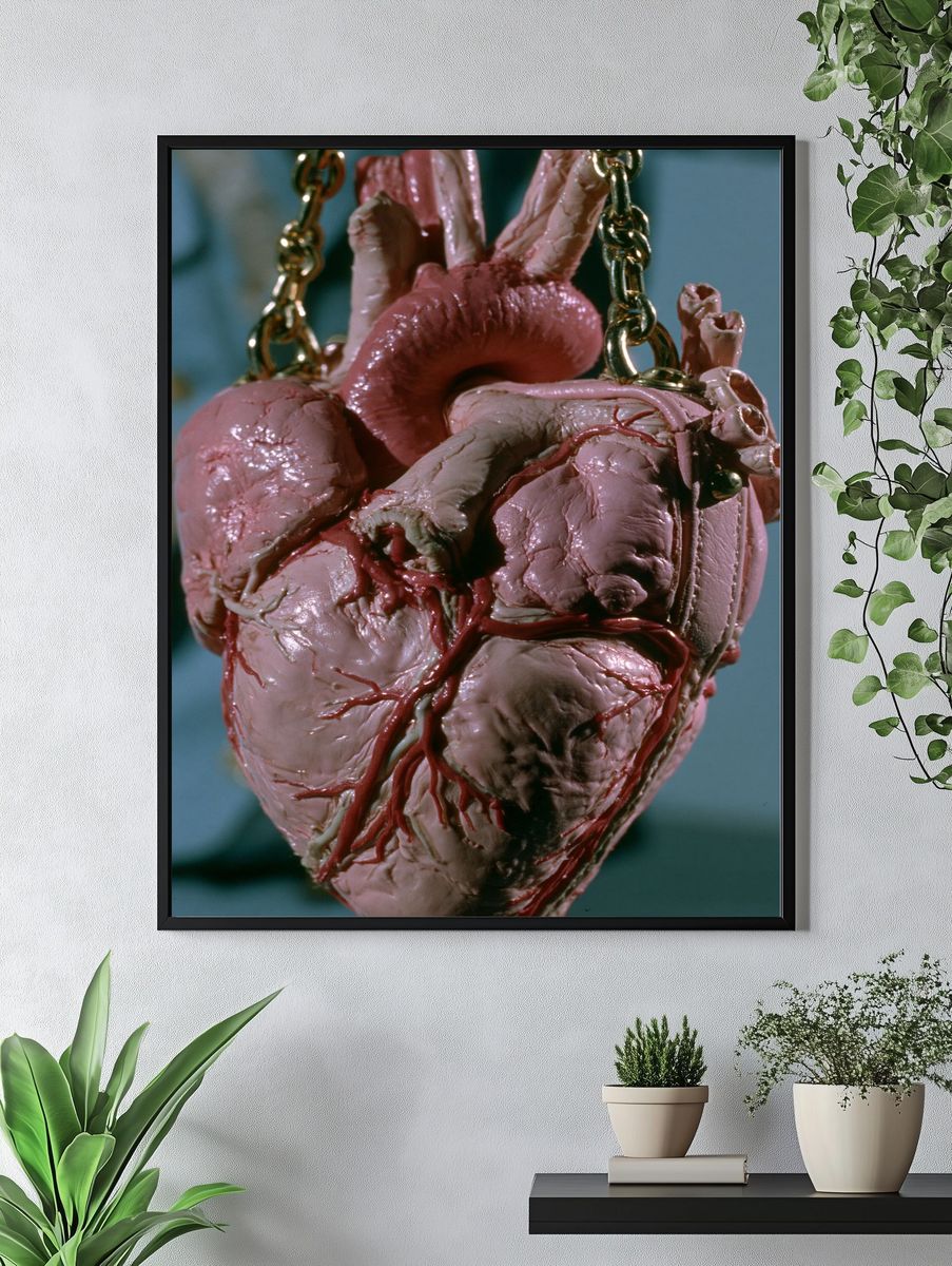 Suspended Anatomical Heart Horror Print. — room view 4