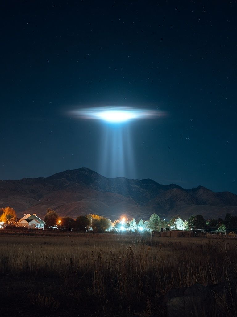 UFO Beam Over Mountains Poster. poster — movies art