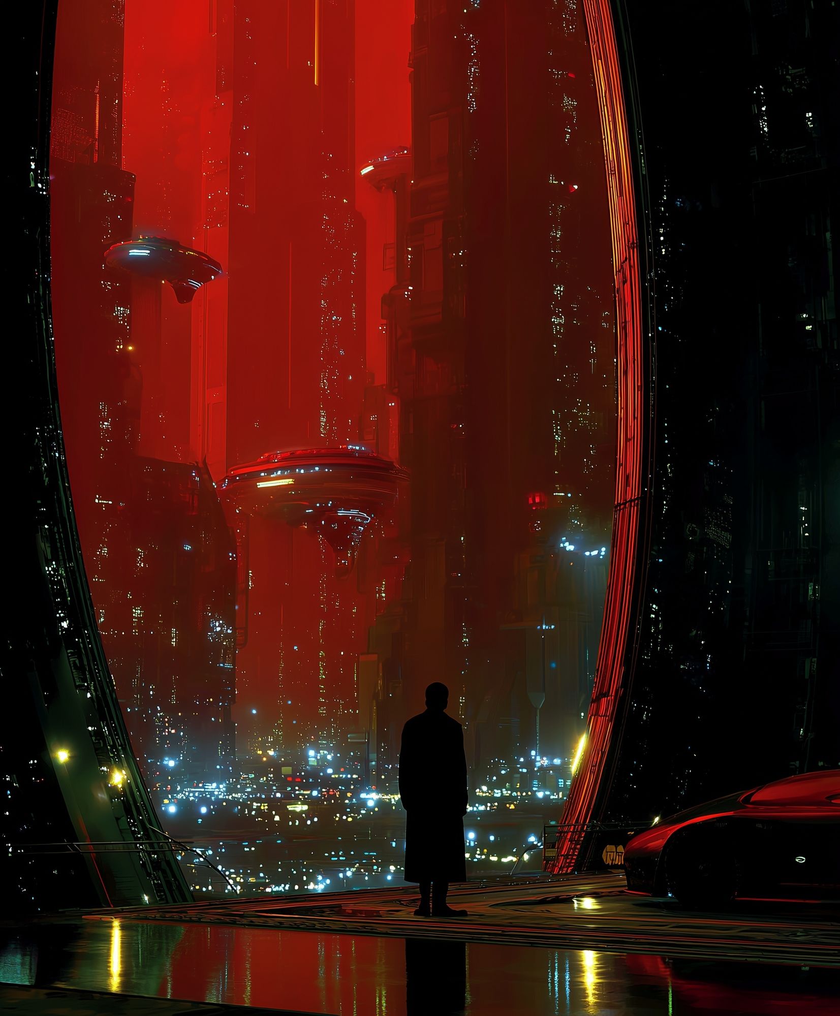 Cyberpunk City Silhouette Poster. poster — movies art