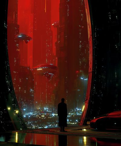 Cyberpunk City Silhouette Poster. poster