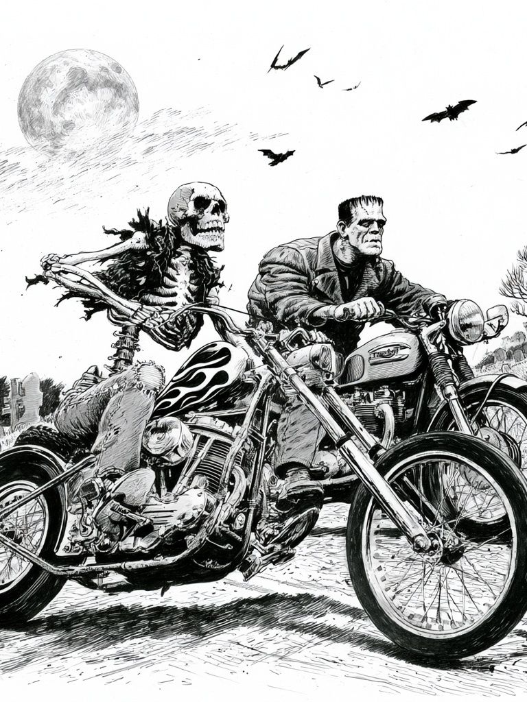 Frankenstein Biker Horror Print. poster — movies art