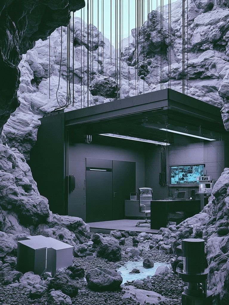 Futuristic Cave Lab Poster. poster detail