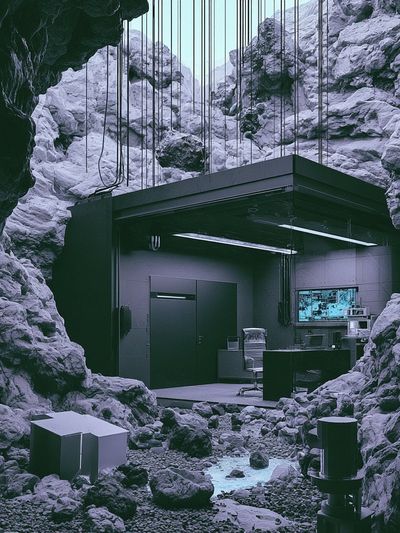 Futuristic Cave Lab Poster.