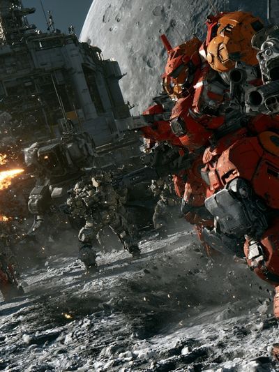 Moon Mech Battle Sci-Fi Poster.