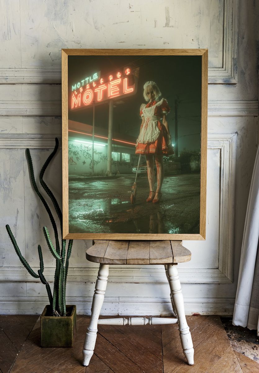 Neon Motel Horror Print room preview